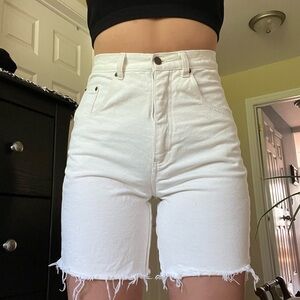 Cream/White denim shorts